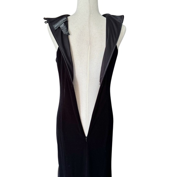 Jessica Howard Evening Black Velvet Beaded Halter Gown Formal Dress Size 6 Y2K - Picture 12 of 13